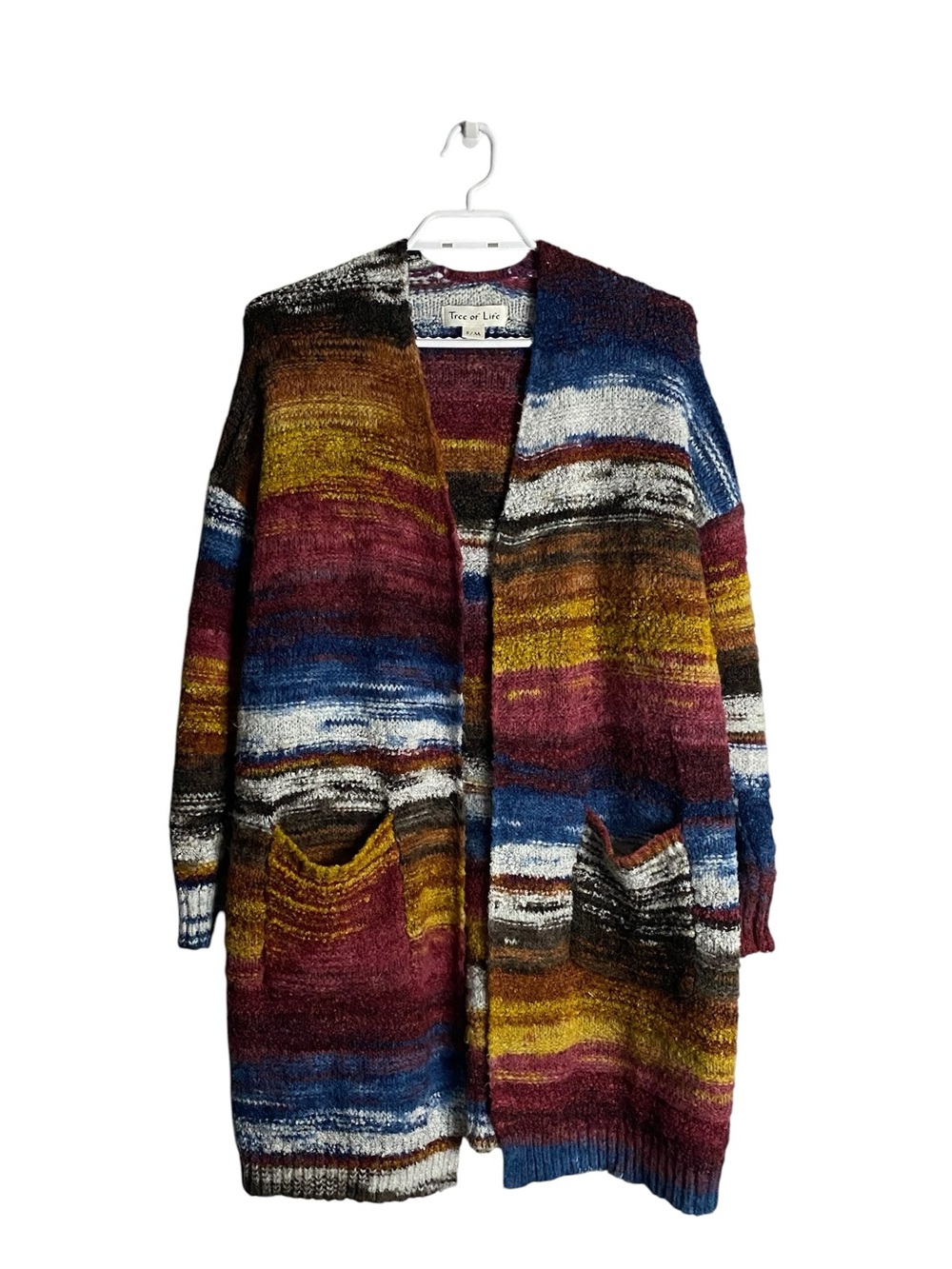 Tree of Life Women's Multicolor Striped Soft Knit Open Front Sweater Cardigan